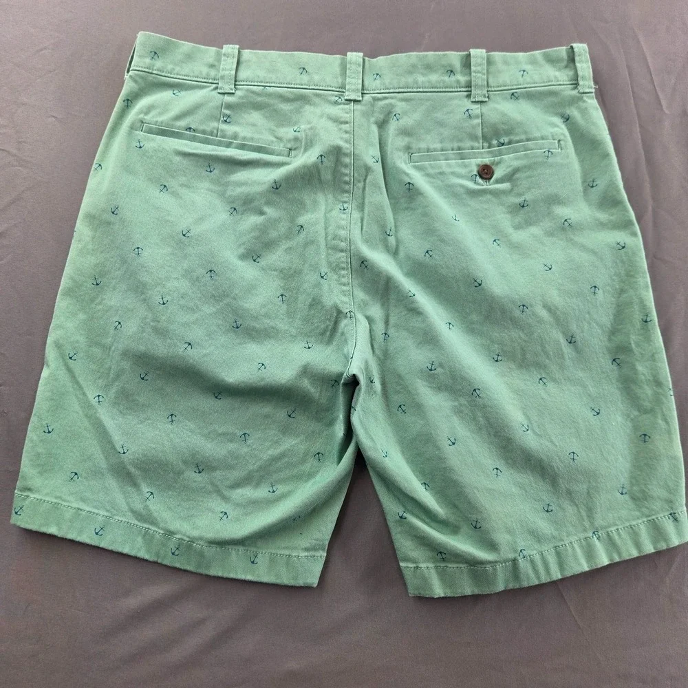 J Crew Men's 35 Green Nautical Anchor Classic Chino Shorts 9